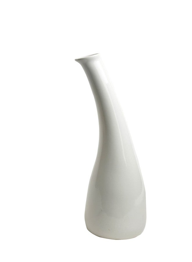 Caffeine Ceramic Handmade White Matte Flower vase (Set of 1) - Image 2